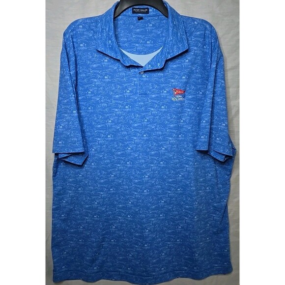 Peter Millar Crown Crafted 123rd US Open Polo Shirt, Sz XXL, Blue/White, LACC - Picture 1 of 10